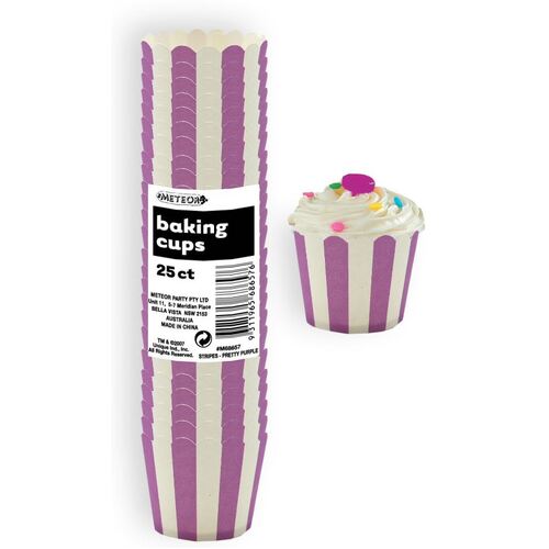 Stripes Purple Paper Cupcake Baking Cups 25 Pack