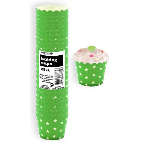 Stars Lime Green Paper Baking Cups 25 Pack