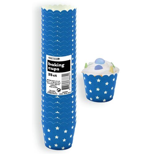 Stars Royal Blue Paper Baking Cups 25 Pack