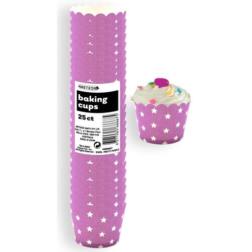 Stars Pretty Purple Paper Cupcake Baking Cups 25 Pack