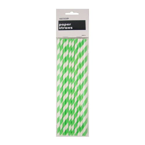 20 Stripes Paper Straws  Lime