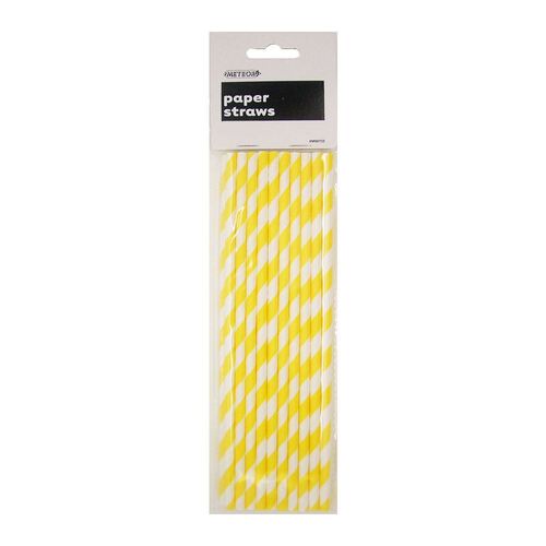 20 Stripes Paper Straws Yellow