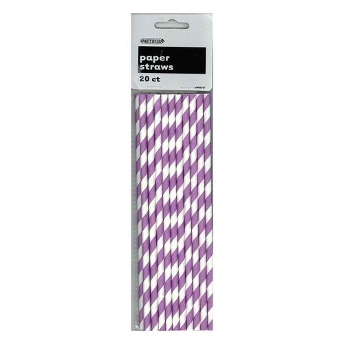 20 Stripes Paper Straws Purple