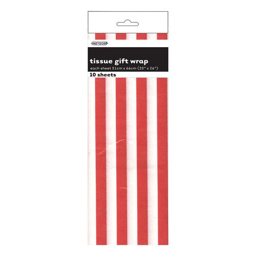 Stripes 10 Tissue Sheet - Red
