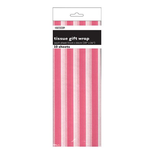 Stripes 10 Tissue Sheet - Hot Pink