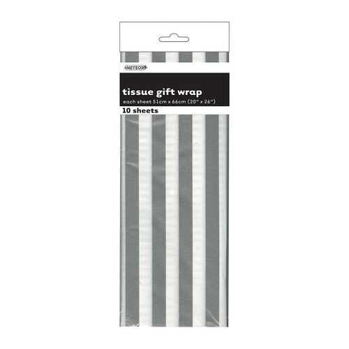Stripes 10 Tissue Sheet - Silver
