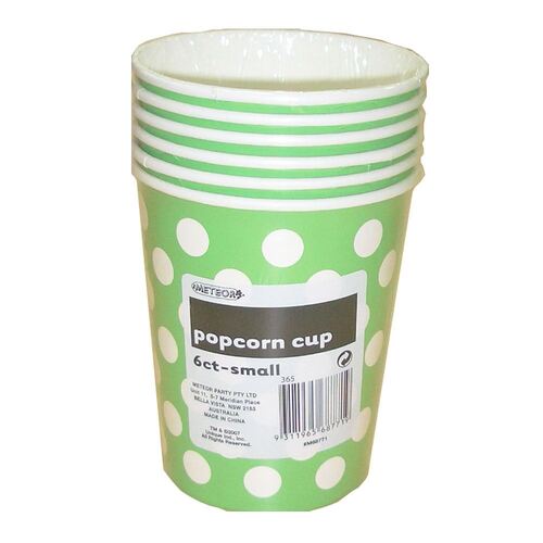 Dots s Lime Green Small Paper Popcorn Cups 6 Pack 
