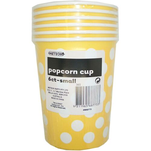 Dots s Yellow Small Paper Popcorn Cups 6 Pack 