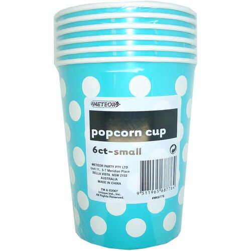 Dots s Caribbean Teal Small Paper Popcorn Cups 6 Pack 