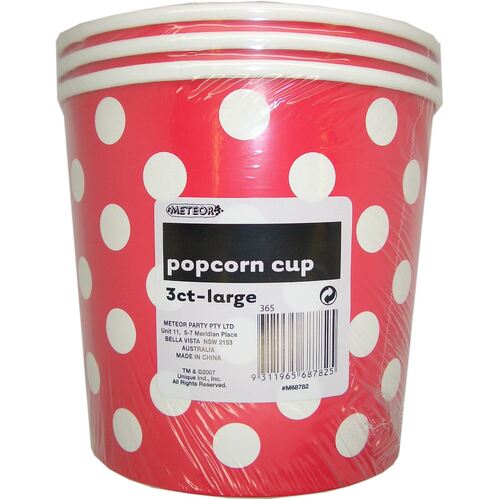 Dots Cups Red Large Paper Popcorn Cups 3 Pack