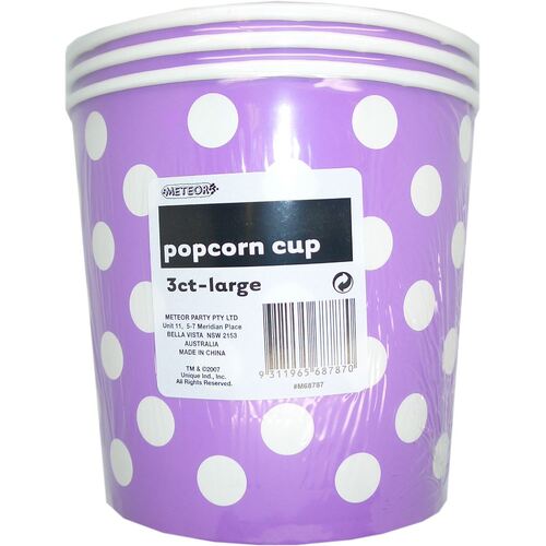 Dots Cups Pretty Purple Large Paper Popcorn Cups 3 Pack