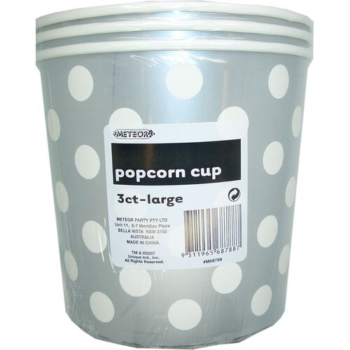 Dots Cups Silver Large Paper Popcorn Cups 3 Pack