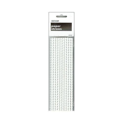 20 Chevron Paper Straws Silver