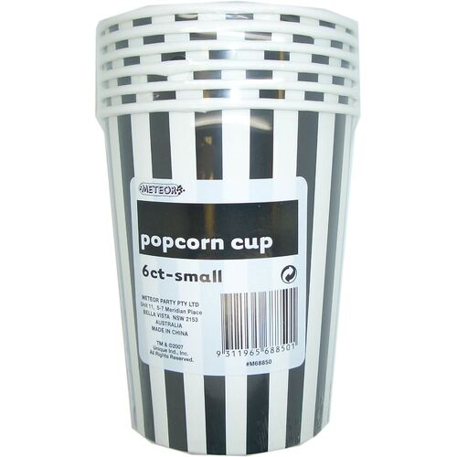 Stripes s Black Small Paper Popcorn Cups 6 Pack 