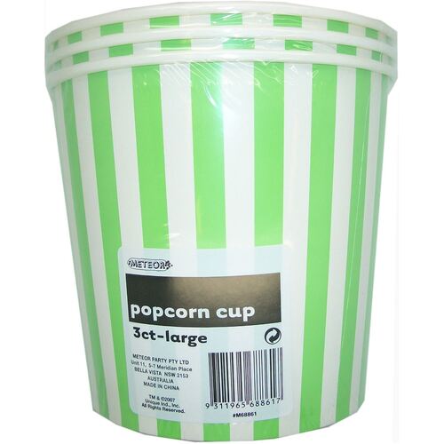 Stripes Cups Lime Green Large Paper Popcorn Cups 3 Pack