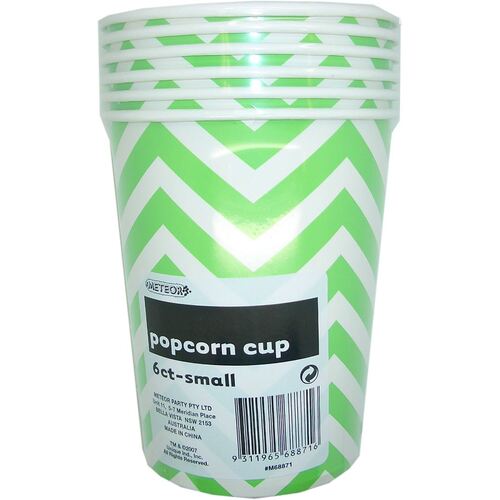 Chevron Lime Green Small Paper Popcorn Cups 6 Pack 