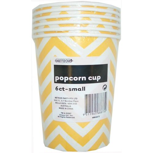  Chevron Sunflower Yellow Small Paper Popcorn Cups 6 Pack 