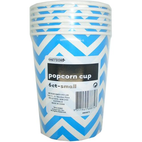 Chevron Royal Blue Small Paper Popcorn Cups 6 Pack 