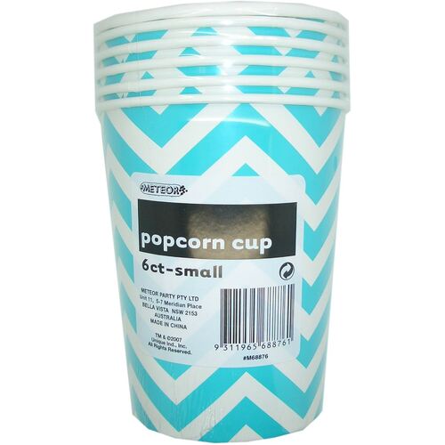 Chevron Caribbean Teal????¡ Small Paper Popcorn Cups 6 Pack 
