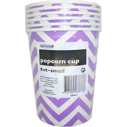Chevron Pretty Purple Small Paper Popcorn Cups 6 Pack 