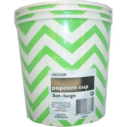 Chevron Cups Lime Green Large Paper Popcorn Cups 3 Pack