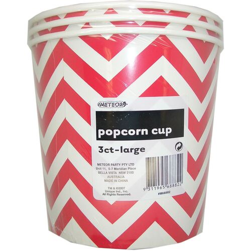 Chevron Popcorn Cups Large Red 3 Pack