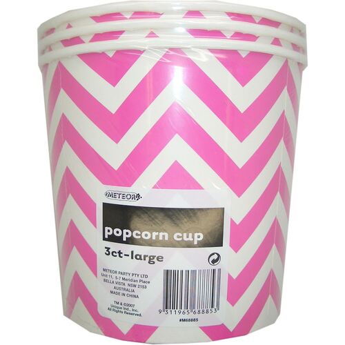 Chevron Cups Hot Pink Large Paper Popcorn Cups 3 Pack