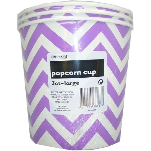 Chevron Cups Pretty Purple Large Paper Popcorn Cups 3 Pack