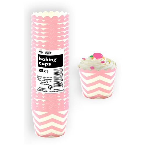Chevron Lovely Pink Paper Baking Cups 25 Pack