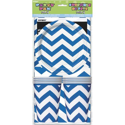 Chevron Party pk For 8- Royal Blue