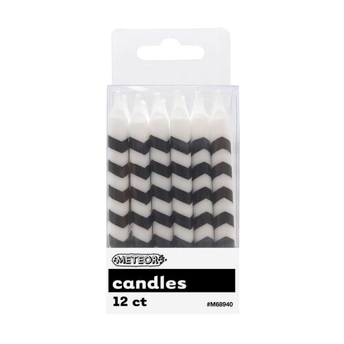 Chevron  Candles Black  12 Pack
