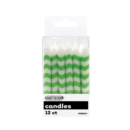 Chevron  Candles Lime Green12 Pack