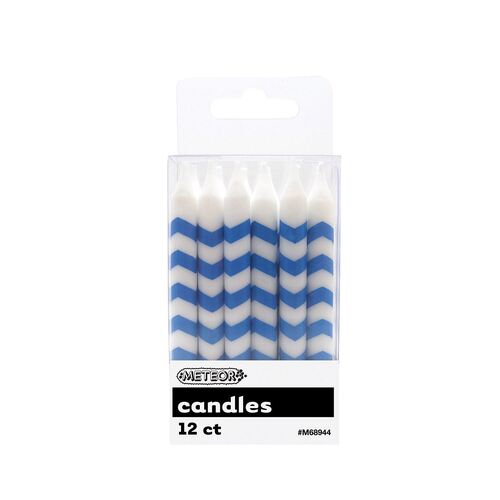 Chevron  Candles Royal Blue 12 Pack