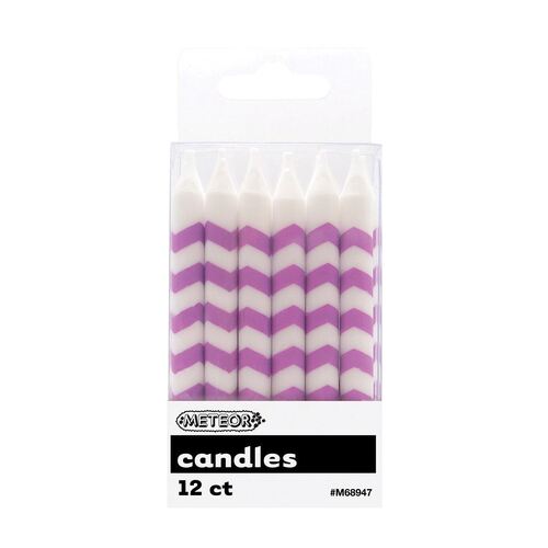 Chevron  Candles Pretty Purple 12 Pack