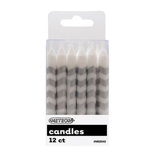 Chevron  Candles Silver 12 Pack