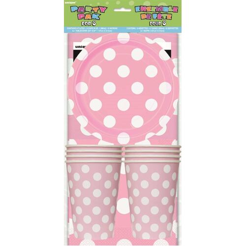 Decorative Dots Lovely Pink Party Pack For 8