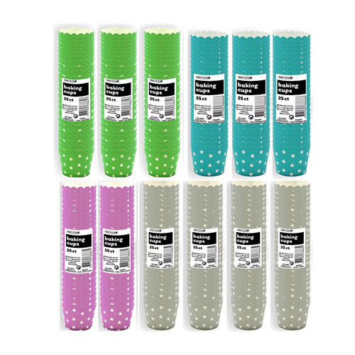 Stars Assorted Colours Paper Baking Cups 25 Pack
