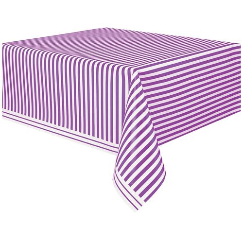 Stripes Pretty Purple Plastic Tablecover 