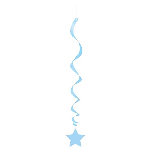 Star Hanging Swirls Powder Blue 90cm L 3 Pack