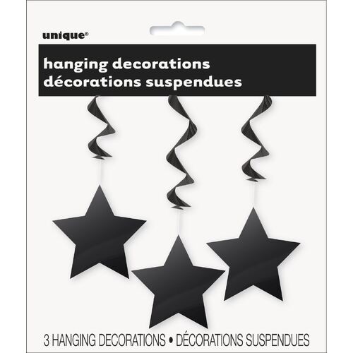 3 star Hanging Swirls - Black