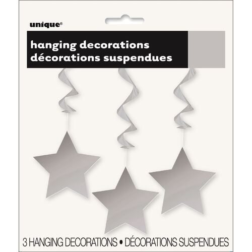 3 star Hanging Swirls -Silver