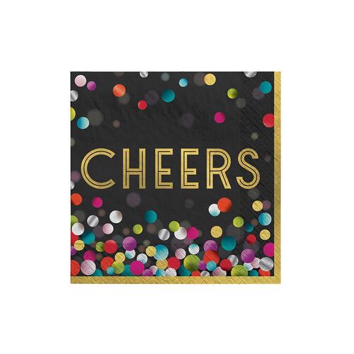 Colourful Confetti Cheers Beverage Napkins 40 Pack