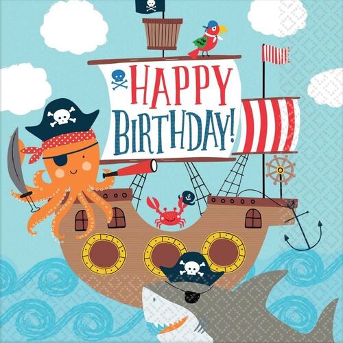 Ahoy Birthday Lunch Napkins 36 Pack