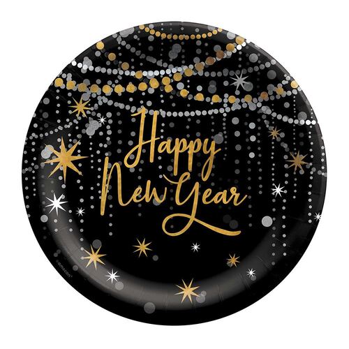 Midnight Hour Happy New Year Paper Plates 25cm 20 Pack