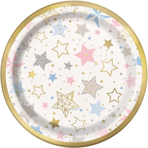 Twinkle Star Foil Paper Plates 18cm 8 Pack