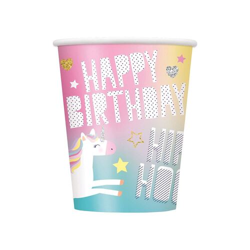 Unicorn Paper Cups 8 Pack 270ml