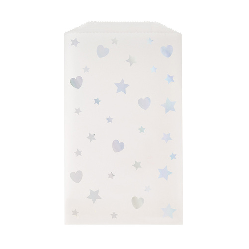 Iridescent Heart & Star Glassine Treat Bags 8 Pack