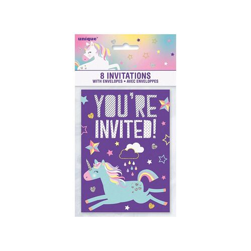 Unicorn 8 Invitations
