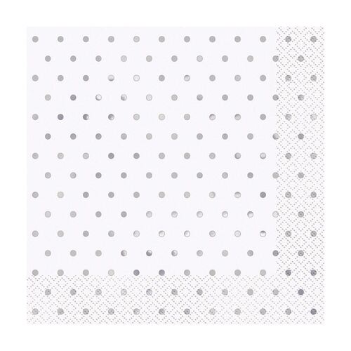 Silver Foil Dots Luncheon Napkins 16 Pack