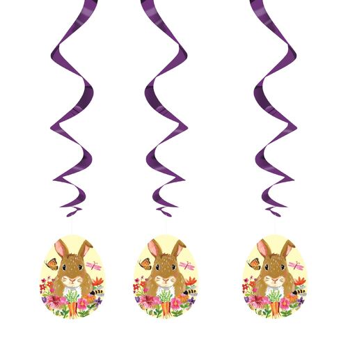 Easter Bunny Hanging Swirl Decorations 3 Pack